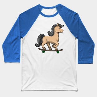 Horse as Skater with Skateboard Baseball T-Shirt